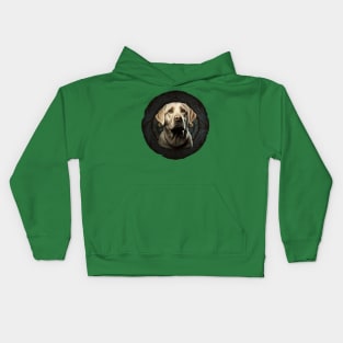 Circular Retro Labrador Owner Golden Black dog Dad Mom Kids Hoodie